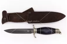Нож финка НКВД-3 кованая сталь ХВ-5 Алмазка карельская берёза (чёрный графит)